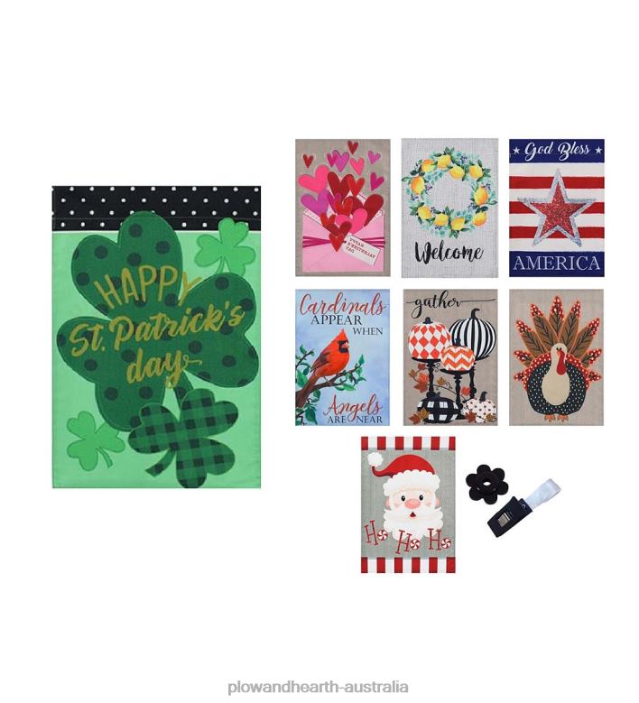 Plow & Hearth Set of 8 Seasonal Burlap Garden Flags P22BD3110 Seasonal & Gifts