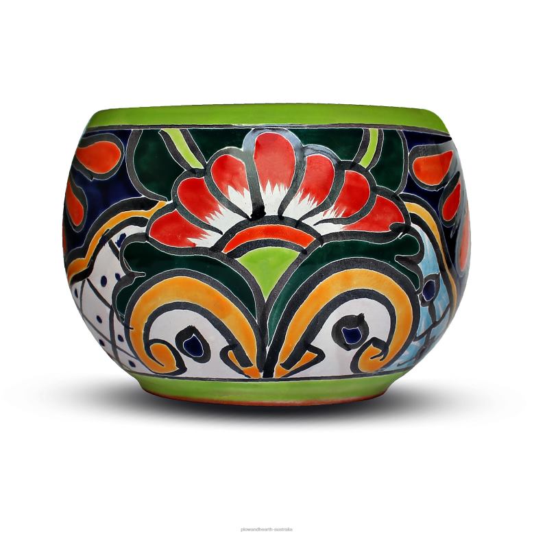Plow & Hearth Green Talavera Baul Planter, Medium P22BD3229 Seasonal & Gifts