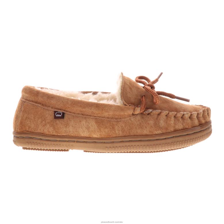 Plow & Hearth LaMO Kid's Suede Slip-On Moccasin Slippers - Chestnut - Size 1Y P22BD3021 Seasonal & Gifts