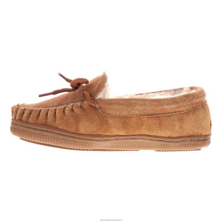 Plow & Hearth LaMO Kid's Suede Slip-On Moccasin Slippers - Chestnut - Size 1Y P22BD3021 Seasonal & Gifts