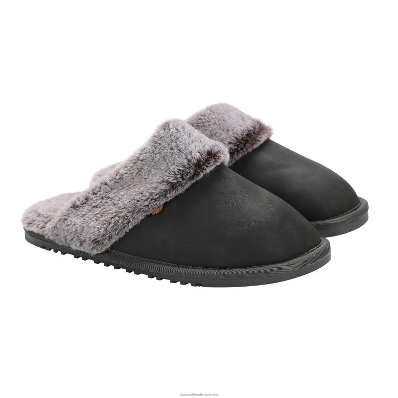Plow & Hearth LaMO Women's Suede Scuff Slippers - Waxed Charcoal - L P22BD3023 Seasonal & Gifts