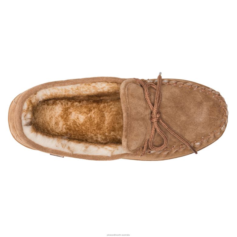 Plow & Hearth LaMO Women's Suede Slip-On Moccasin Slippers - Chestnut - Size 5 P22BD3024 Seasonal & Gifts