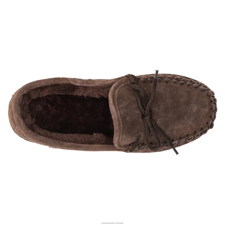 Plow & Hearth LaMO Women's Suede Slip-On Moccasin Slippers - Chestnut - Size 5 P22BD3024 Seasonal & Gifts