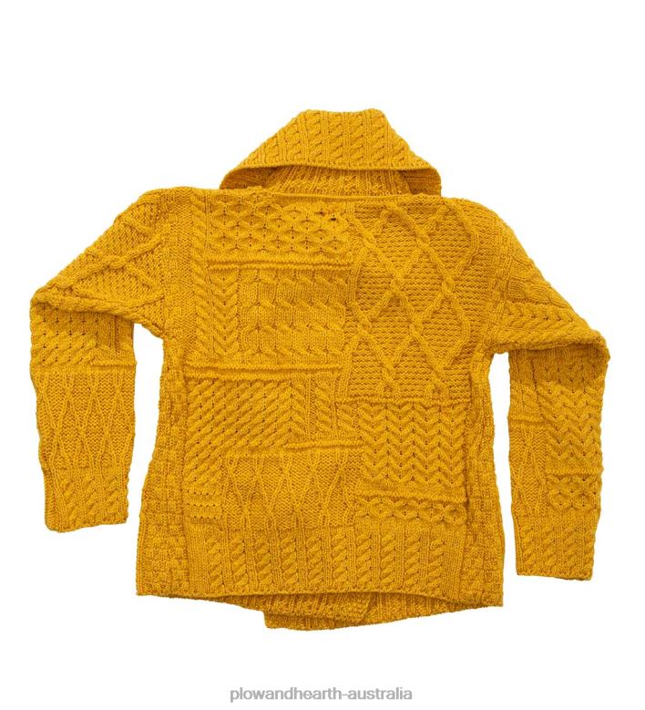 Plow & Hearth Merino Wool Corina Cardigan Sweater with Single-Button Front - Mustard - L (12-14) P22BD2981 Seasonal & Gifts