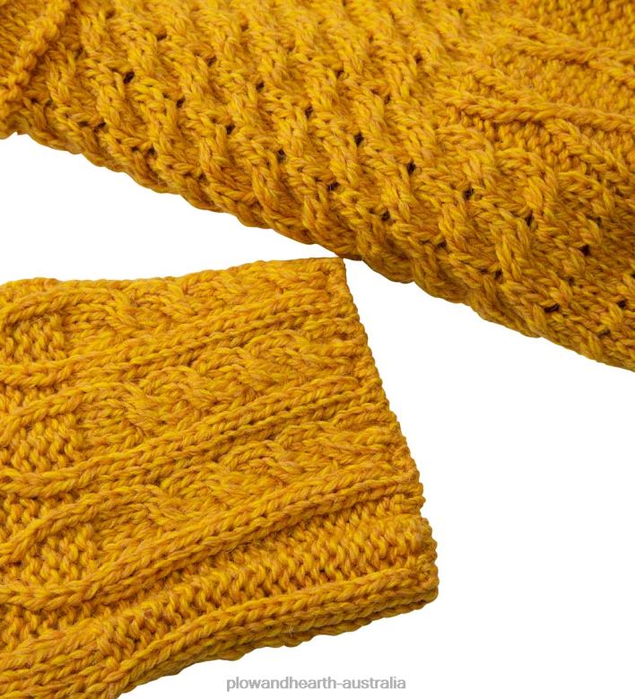 Plow & Hearth Merino Wool Corina Cardigan Sweater with Single-Button Front - Mustard - L (12-14) P22BD2981 Seasonal & Gifts