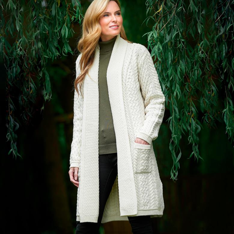 Plow & Hearth Women's Irish Merino Wool Edge Coat - Natural - L P22BD3044 Seasonal & Gifts