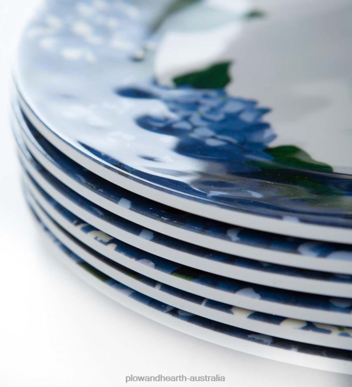 Plow & Hearth Blue Gingham Melamine Dinner Plates, Set of 6 - Lake P22BD3199 Seasonal & Gifts