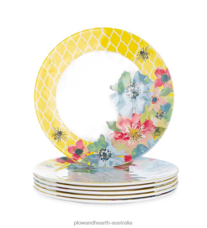 Plow & Hearth Blue Gingham Melamine Dinner Plates, Set of 6 - Lake P22BD3199 Seasonal & Gifts