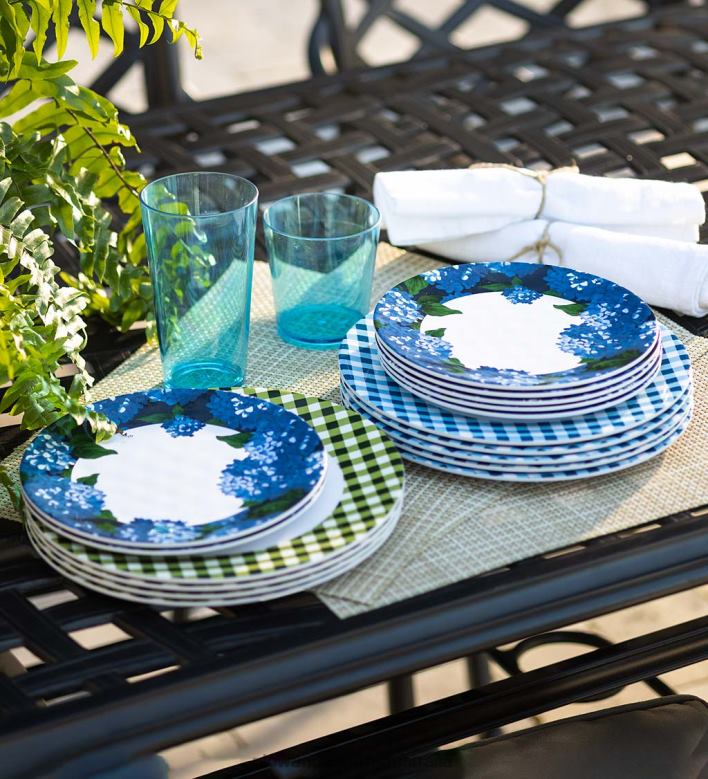 Plow & Hearth Blue Gingham Melamine Dinner Plates, Set of 6 - Lake P22BD3199 Seasonal & Gifts