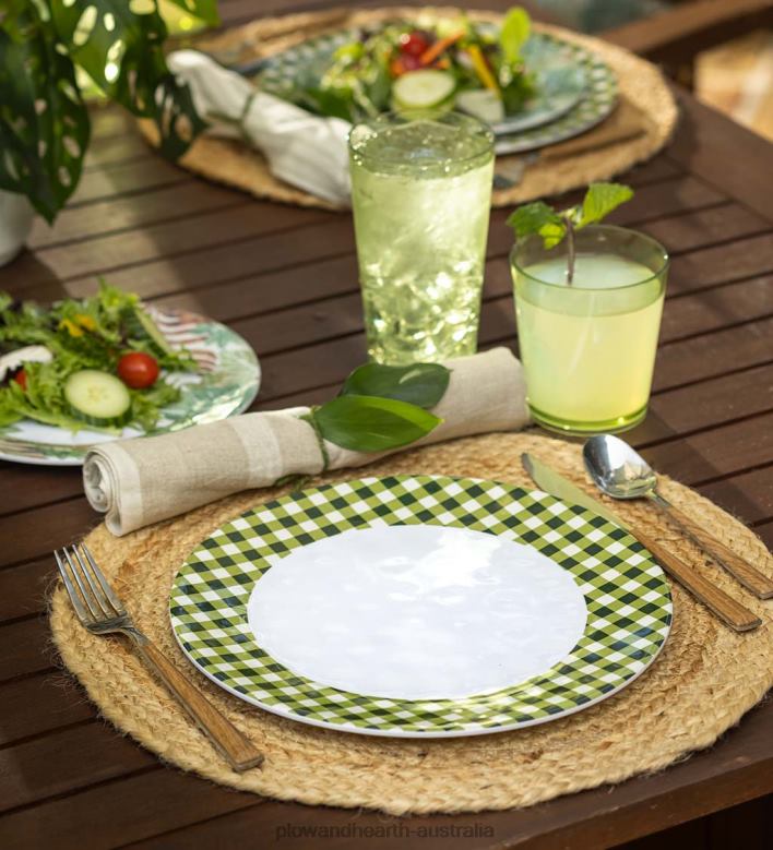 Plow & Hearth Blue Gingham Melamine Dinner Plates, Set of 6 - Lake P22BD3199 Seasonal & Gifts