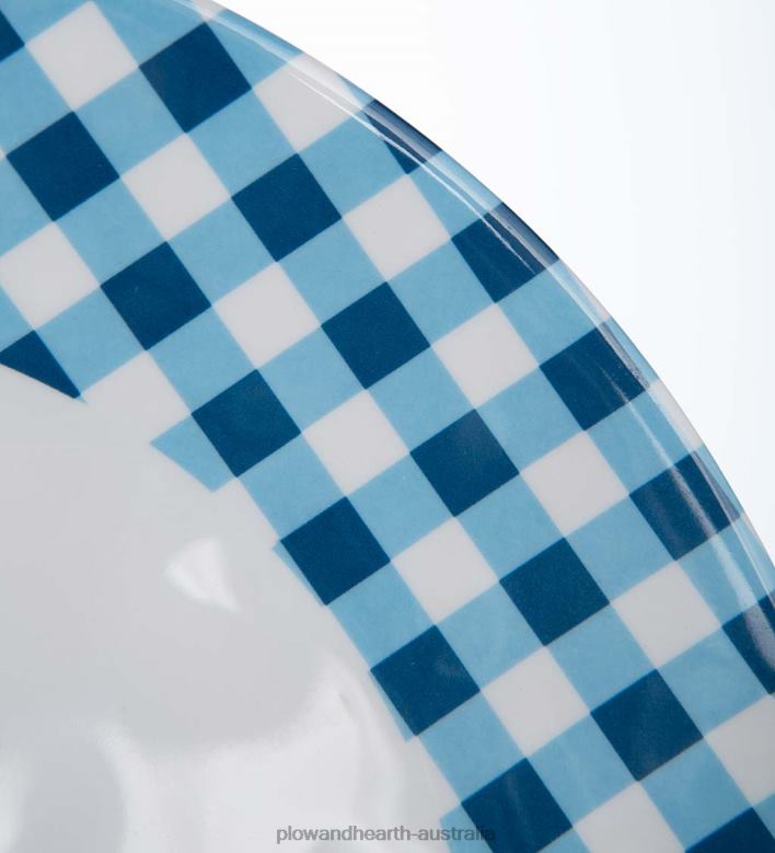 Plow & Hearth Blue Gingham Melamine Dinner Plates, Set of 6 - Lake P22BD3199 Seasonal & Gifts