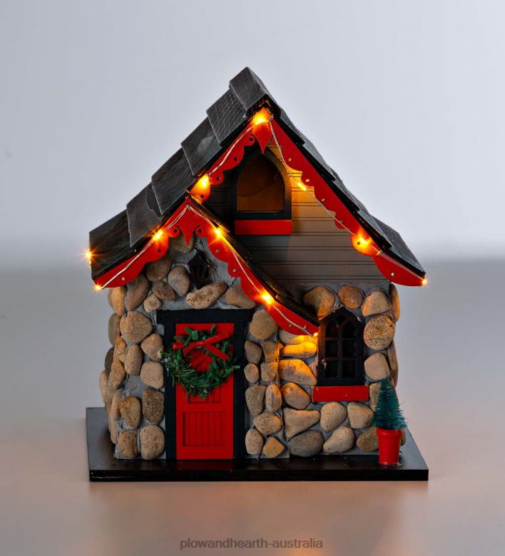 Plow & Hearth Lighted Christmas Cottage Birdhouse P22BD3086 Seasonal & Gifts