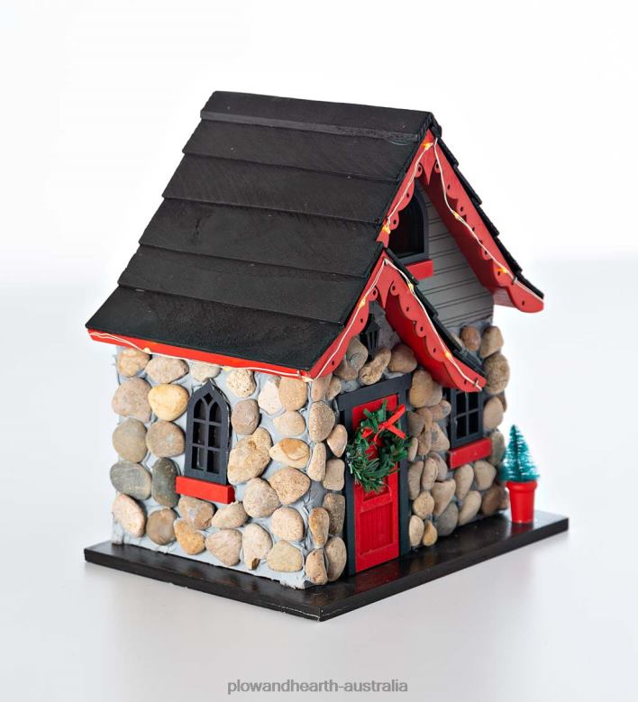 Plow & Hearth Lighted Christmas Cottage Birdhouse P22BD3086 Seasonal & Gifts