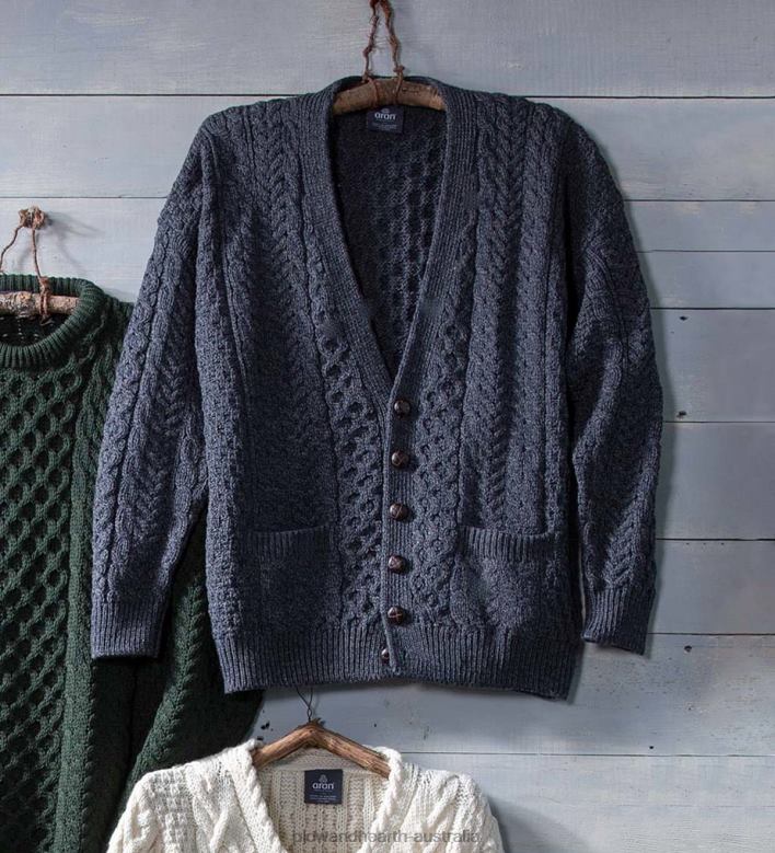 Plow & Hearth Men's Irish Merino Wool Cardigan Sweater - Green - S (41-43) P22BD3089 Seasonal & Gifts