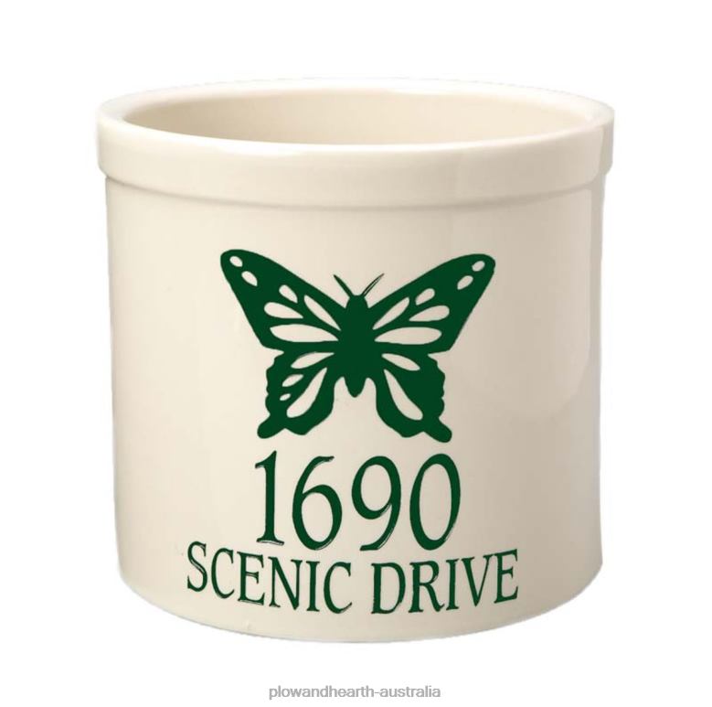 Plow & Hearth Butterfly Address Crock - Green P22BD3072 Seasonal & Gifts