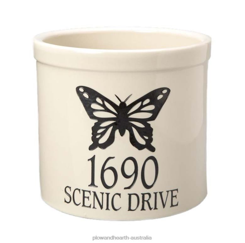 Plow & Hearth Butterfly Address Crock - Green P22BD3072 Seasonal & Gifts