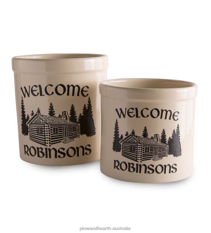 Plow & Hearth Personalized Cabin Stoneware Crock P22BD3073 Seasonal & Gifts