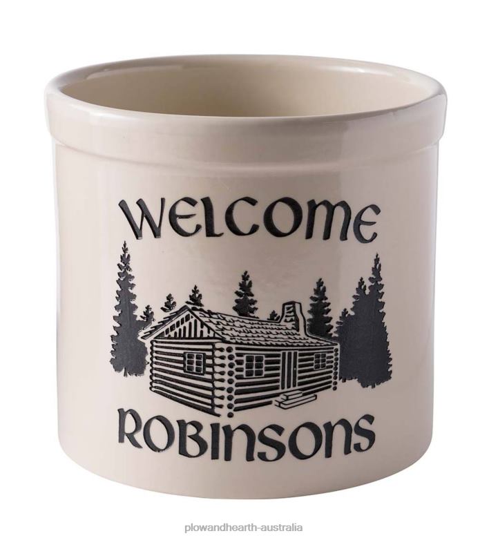 Plow & Hearth Personalized Cabin Stoneware Crock P22BD3073 Seasonal & Gifts