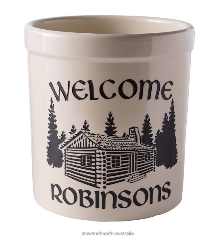 Plow & Hearth Personalized Cabin Stoneware Crock P22BD3073 Seasonal & Gifts