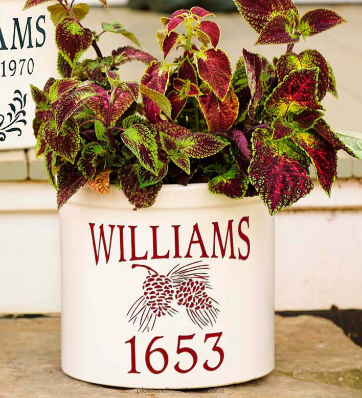 Plow & Hearth Personalized Pine Cone Crock - Red P22BD3070 Seasonal & Gifts