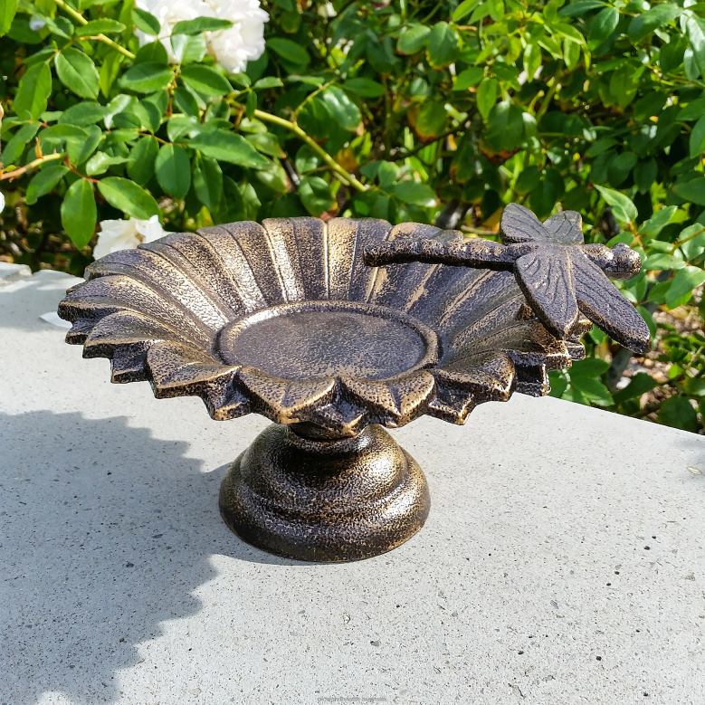 Plow & Hearth Dragonfly Tabletop Metal Birdbath - Brass P22BD833 Yard & Garden