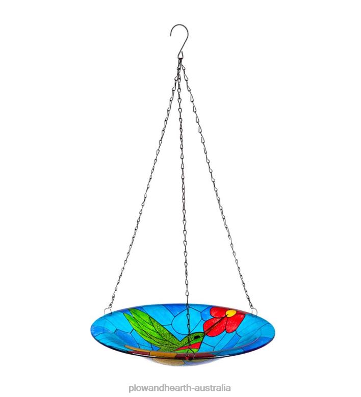 Plow & Hearth Glass Hanging Hummingbird Birdbath P22BD834 Yard & Garden