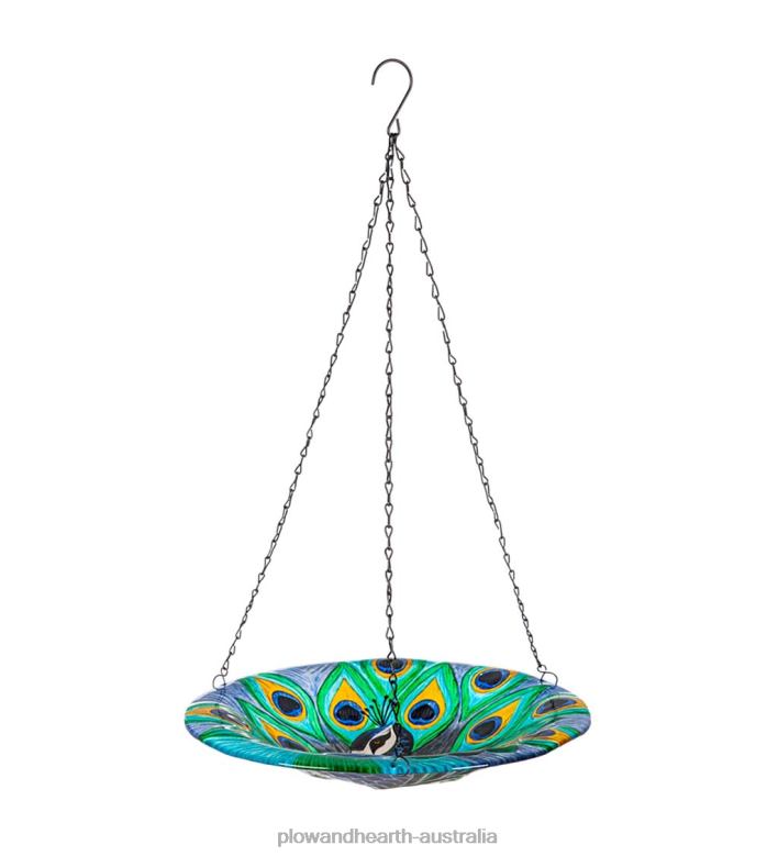 Plow & Hearth Glass Hanging Peacock Birdbath P22BD853 Yard & Garden