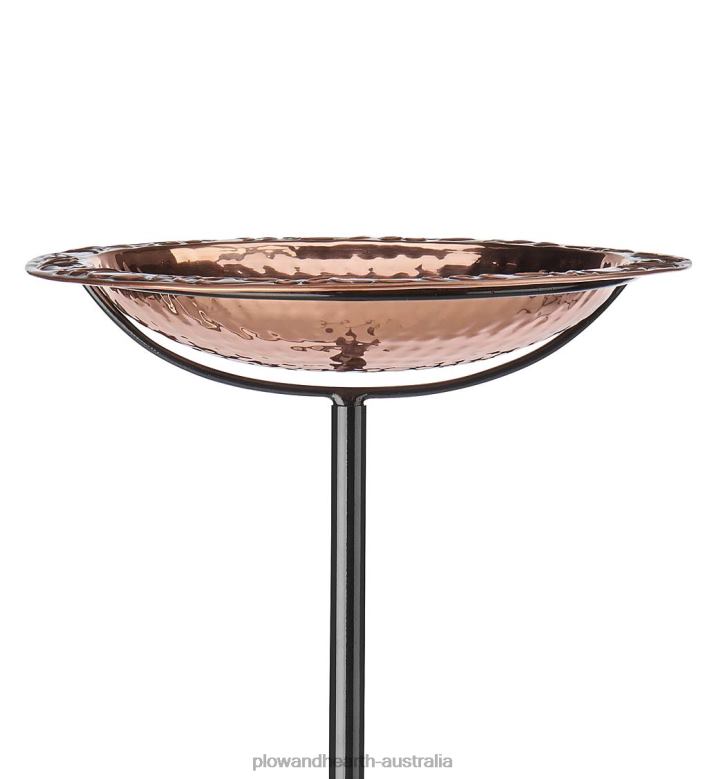Plow & Hearth Pure Copper Birdbath on Powder-Coated Steel Pole With Sturdy Three-Prong Stake P22BD830 Yard & Garden