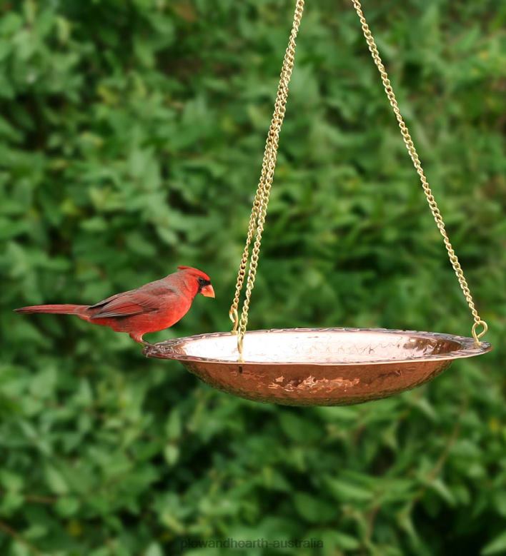 Plow & Hearth Pure Copper Hanging Birdbath on 17Long Brass Chain with Hook P22BD852 Yard & Garden