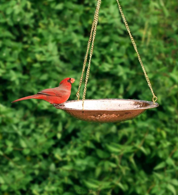 Plow & Hearth Pure Copper Hanging Birdbath on 17Long Brass Chain with Hook P22BD852 Yard & Garden