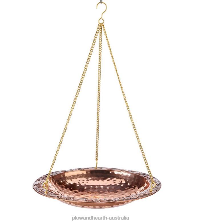 Plow & Hearth Pure Copper Hanging Birdbath on 17Long Brass Chain with Hook P22BD852 Yard & Garden