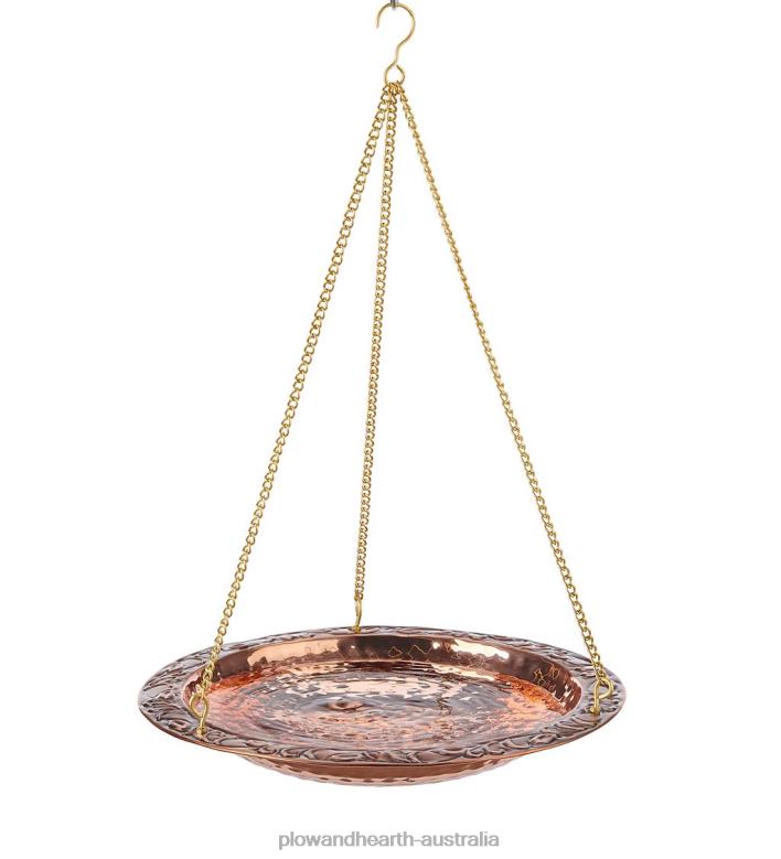 Plow & Hearth Pure Copper Hanging Birdbath on 17Long Brass Chain with Hook P22BD852 Yard & Garden