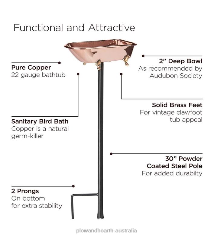 Plow & Hearth Splish Splash Birdbath, Polished Copper - Copper P22BD844 Yard & Garden