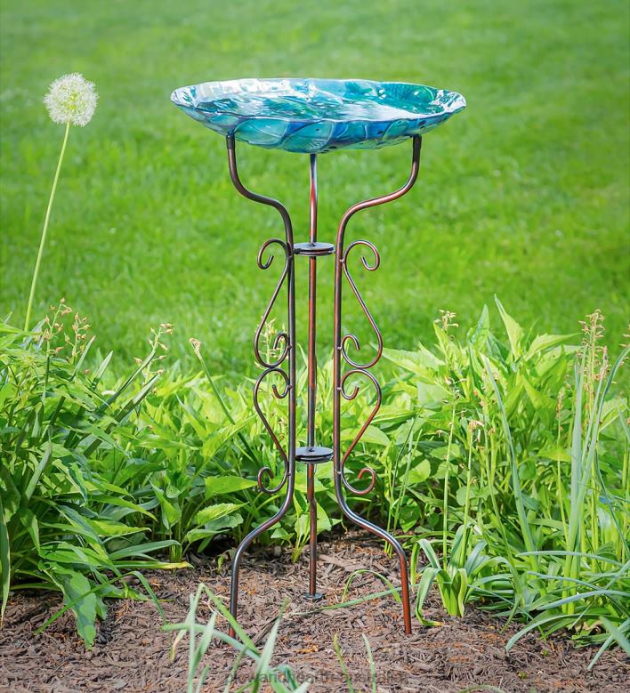 Plow & Hearth Tripod Scroll Birdbath Stand P22BD839 Yard & Garden