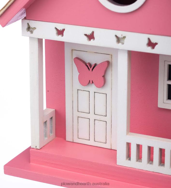 Plow & Hearth Butterfly Wooden Cottage Birdhouse P22BD878 Yard & Garden