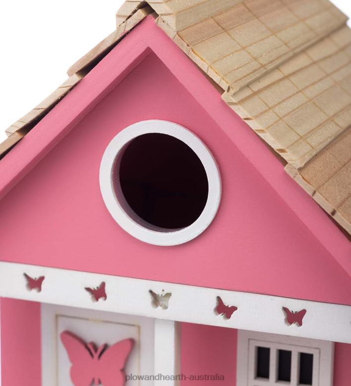 Plow & Hearth Butterfly Wooden Cottage Birdhouse P22BD878 Yard & Garden
