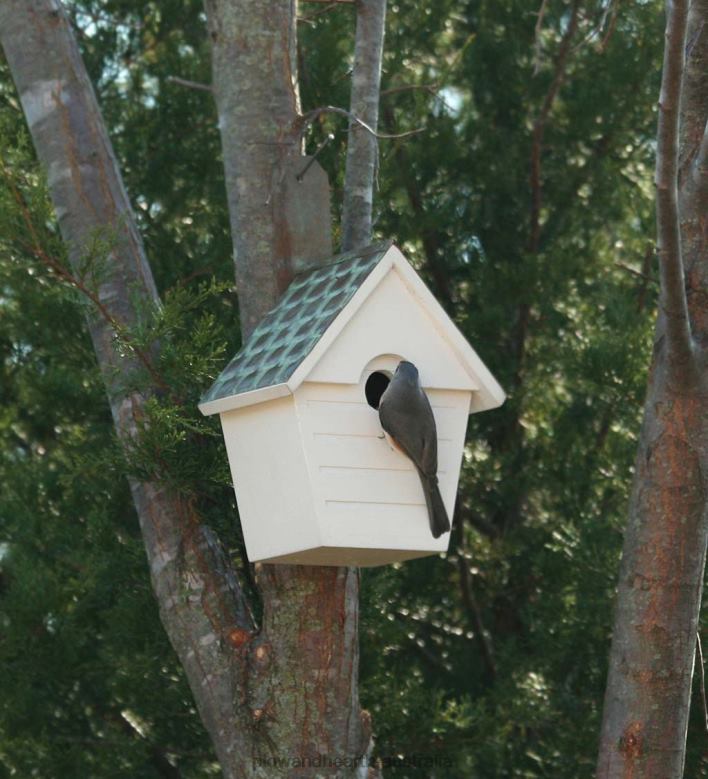 Plow & Hearth Hardwood Hanging Cottage-Style Birdhouse with Verdigris Copper Roof P22BD876 Yard & Garden