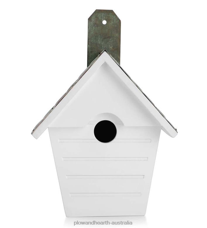 Plow & Hearth Hardwood Hanging Cottage-Style Birdhouse with Verdigris Copper Roof P22BD876 Yard & Garden