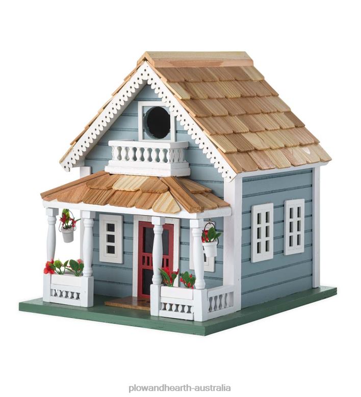 Plow & Hearth Welcome Home Wooden Birdhouse and Pedestal Pole Set P22BD869 Yard & Garden