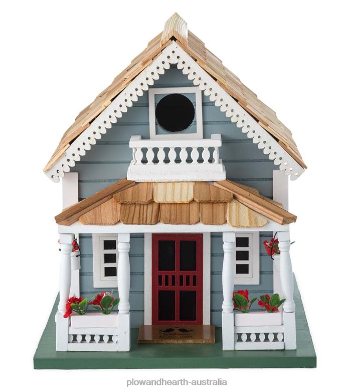 Plow & Hearth Welcome Home Wooden Birdhouse and Pedestal Pole Set P22BD869 Yard & Garden