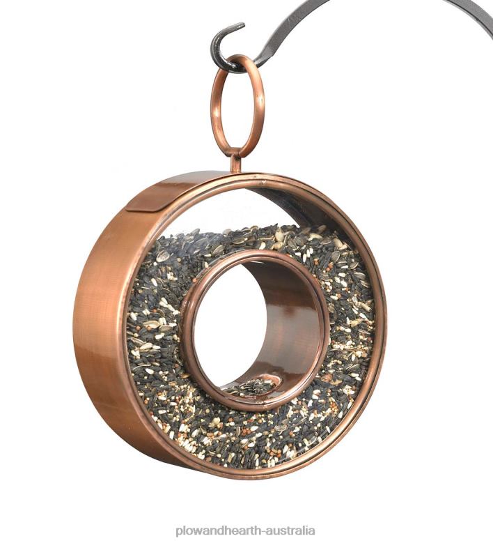 Plow & Hearth Antiqued Copper Hanging Fly-Thru Round Bird Feeder - Copper P22BD814 Yard & Garden