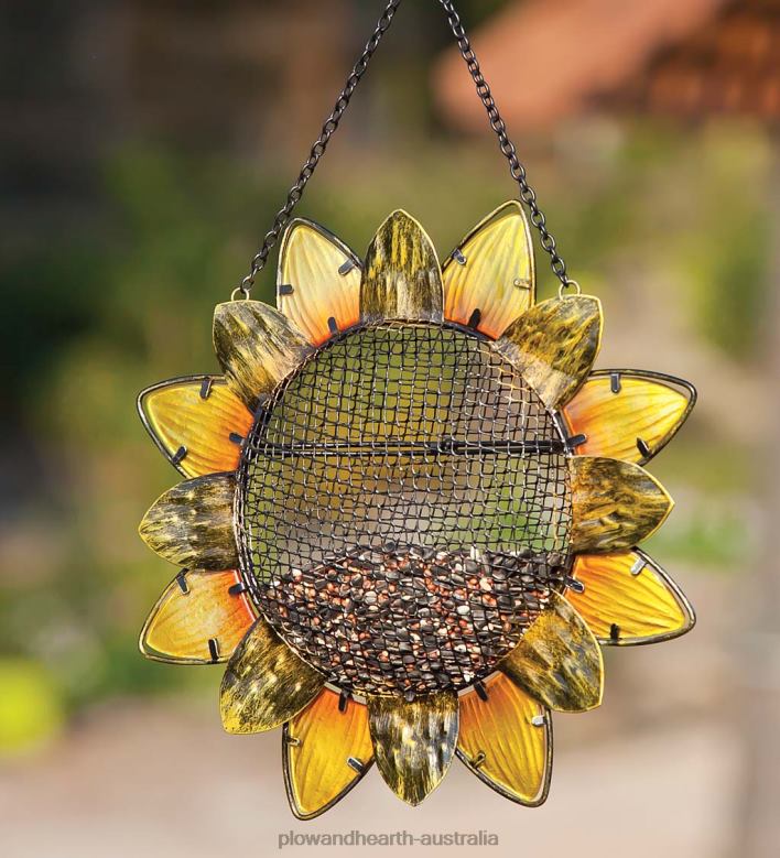 Plow & Hearth Glass Sunflower Hanging Mesh Bird Feeder P22BD738 Yard & Garden
