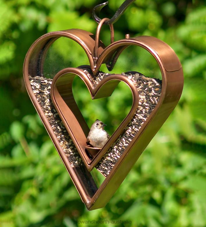 Plow & Hearth Heart-Shaped Copper and Plexiglass Fly-Thru Bird Feeder - Copper P22BD744 Yard & Garden