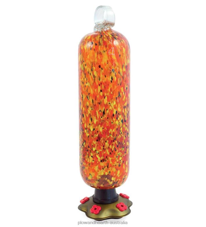 Plow & Hearth Recycled Glass Tall Carnival Hummingbird Feeder P22BD774 Yard & Garden