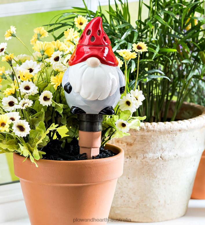 Plow & Hearth All-In-One Ceramic Fruit Fly/Fungus Gnat Trap with Watering Globe - Mushroom P22BD905 Yard & Garden