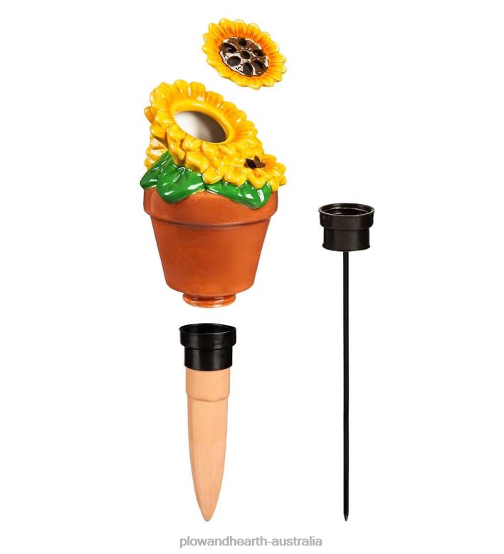 Plow & Hearth All-In-One Ceramic Fruit Fly/Fungus Gnat Trap with Watering Globe - Mushroom P22BD905 Yard & Garden