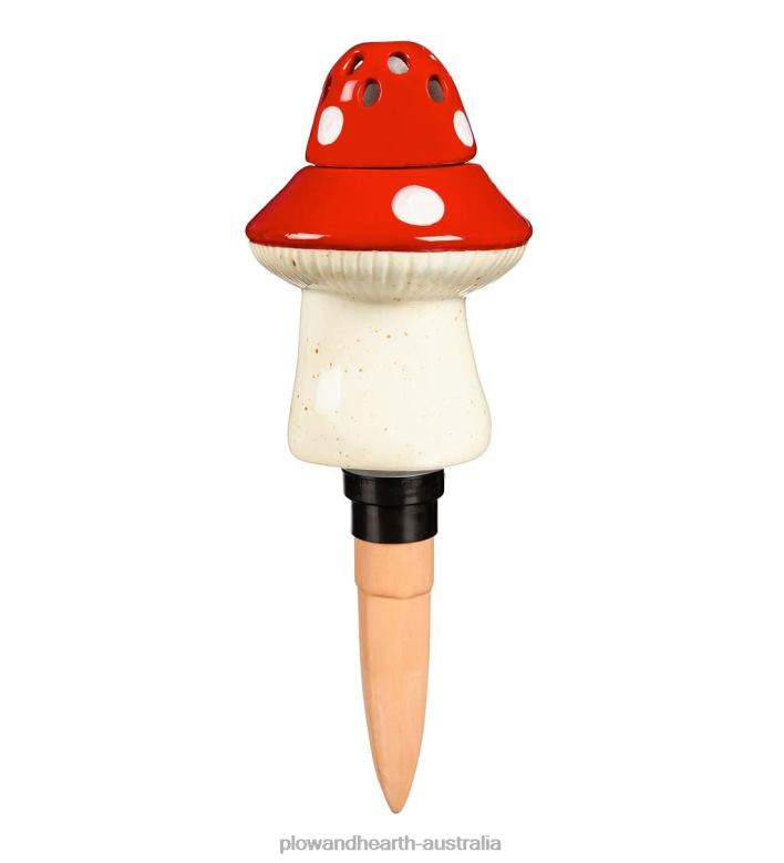 Plow & Hearth All-In-One Ceramic Fruit Fly/Fungus Gnat Trap with Watering Globe - Mushroom P22BD905 Yard & Garden