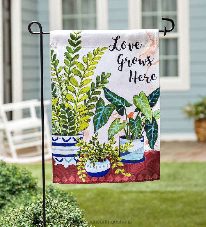 Plow & HearthLove Grows HereHouseplants Suede Garden Flag P22BD576 Yard & Garden