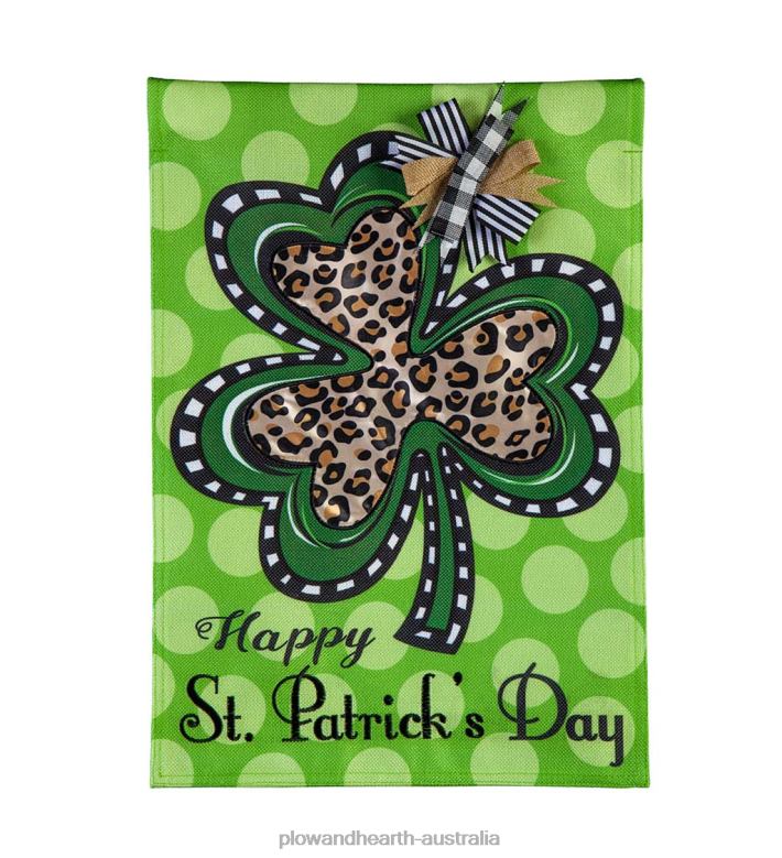 Plow & Hearth Animal Print Shamrock Burlap Garden Flag P22BD572 Yard & Garden