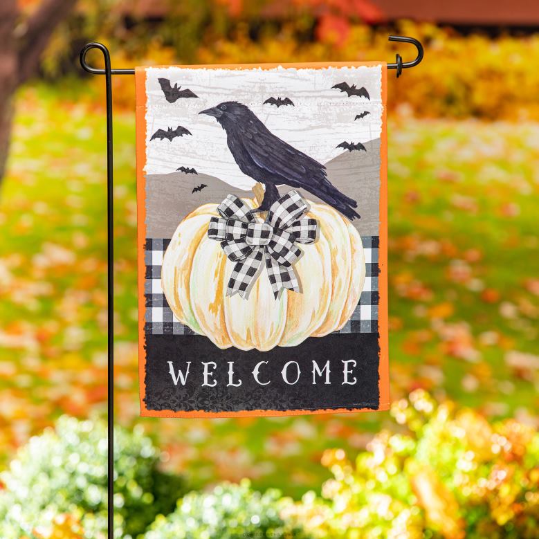 Plow & Hearth Black Crow Suede Garden Flag P22BD608 Yard & Garden